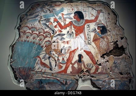 British Museum, London, England. 9-2013 Nebamun Hunting birds with his wife Hatshepsut Stock Photo