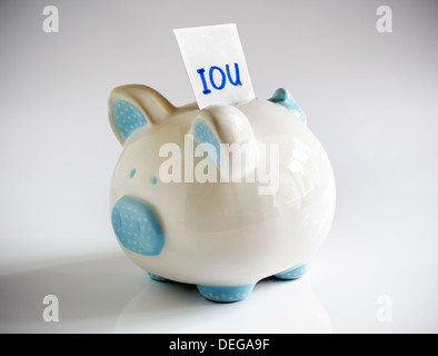 IOU Piggy Bank Stock Photo