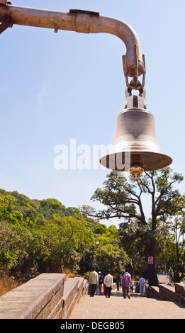 Bell hanging at a temple, Bhimashankar Temple, Pune, Maharashtra, India Stock Photo