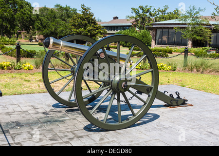 Bronze canon at the Marriott Grand Hotel on Mobile Bay in Point Clear, Alabama Stock Photo