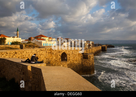 View of the old city walls, Akko (Acre), UNESCO World Heritage Site, Israel, Middle East Stock Photo