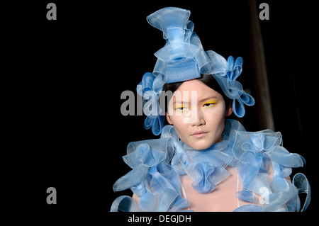 A model wears a design created by Pam Hogg during London Fashion Week Spring/Summer 2014. Stock Photo