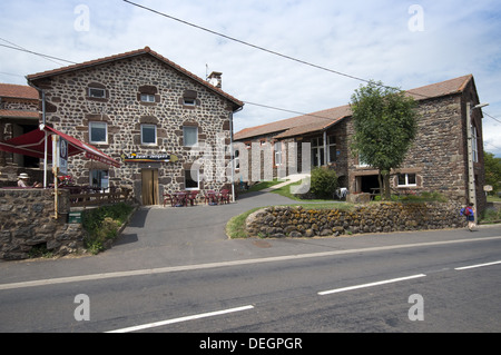 Le Saint Jacques bar and gite in the small village of Montbonnet on the GR65 walking route the Way of St James in France Stock Photo