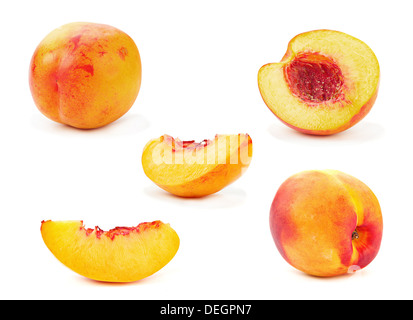 Nectarine peach family fruit set Stock Photo