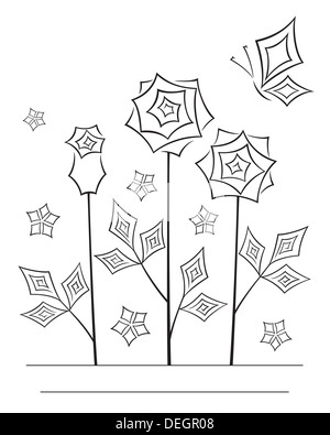 Artistic angular flower line art card Stock Photo