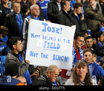 London, UK. 18th Sep, 2013. Chelsea v Basel. The crowd show support for Matain during the Champions League game played at Stamford Bridge. Credit:  Action Plus Sports/Alamy Live News Stock Photo