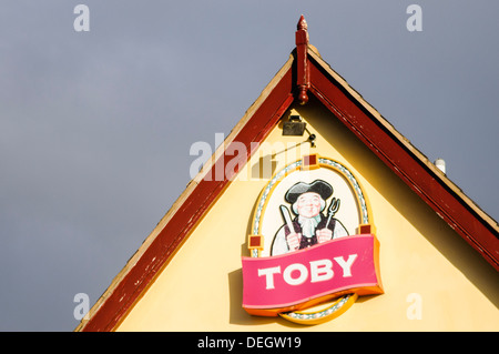 Sign on the roof of a Toby Carvery Stock Photo