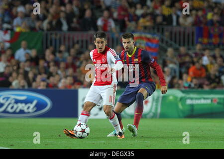 Barcelona, Spain. 18th Sept, 2013. UEFA Champions League Matchday 1 Group H Picture show Bojan Krikic in action during game between FC Barcelona Against AFC Ajax at Camp Nou Credit:  Action Plus Sports Images/Alamy Live News Stock Photo