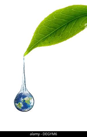 Digital composite of green leaf and earth Stock Photo