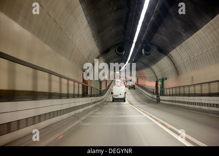 driving through the kingsway tunnel liverpool merseyside deliberate motion blur Stock Photo