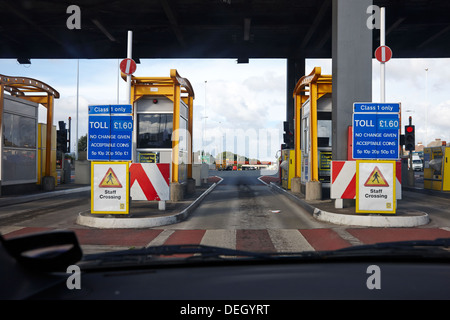 driving through toll booths at birkenhead kingsway tunnel liverpool merseyside Stock Photo
