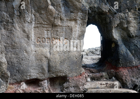 entrance to the gobbins path at islandmagee larne northern ireland just before redevelopment Stock Photo