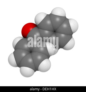 Benzophenone molecule, chemical structure. Atoms are represented as ...