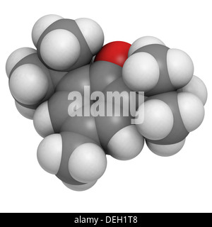 Butylated hydroxytoluene (BHT) antioxidant molecule, chemical structure. BHT is a widely used as a food additive Stock Photo