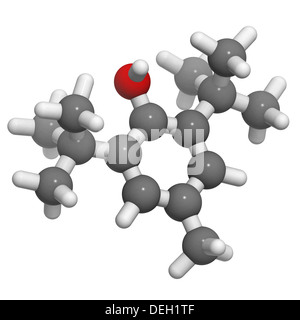 Butylated hydroxytoluene (BHT) antioxidant molecule, chemical structure. BHT is a widely used as a food additive Stock Photo