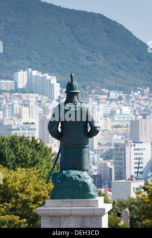 General Sunsin Lee at Busan Tower at Yongdusan Park, Pusan, South Korea Stock Photo