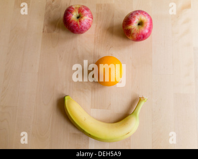 Face made out of fruit. Stock Photo