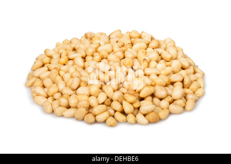 pine nuts heap on white background Stock Photo