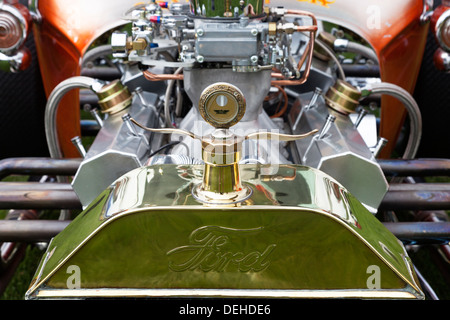 Customised 1917 Ford T Bucket engine on display at the Classic Auto event, Grand Junction, Colorado, USA Stock Photo