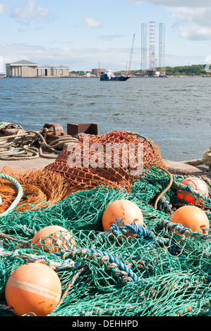 Fishing and Oil-Industry at Cromarty in Scotland. Stock Photo