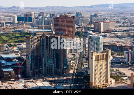 Las Vegas Nevada USA viewed from the tower of the Stratosphere Casino and Hotel towards MGM Grand. JMH5459 Stock Photo
