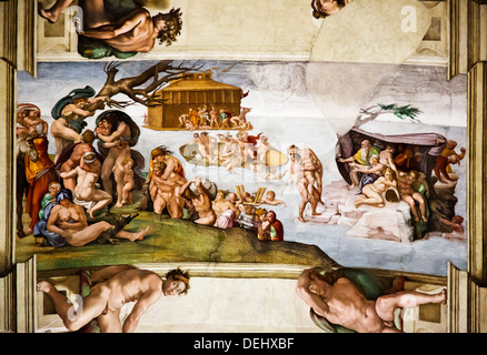 Fresco in the Sistine Chapel, Vatican Museums, Vatican City, Rome, Lazio, Italy Stock Photo