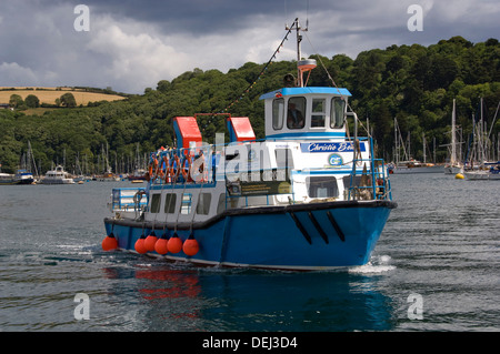 The Greenway ferry on the River Dart at Dartmouth taking passengers from Dartmouth to Greenway, the former house of Agatha Christie Stock Photo