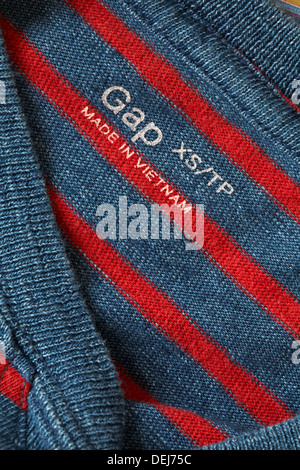 label in Gap clothing made in Vietnam - sold in the UK United Kingdom ...