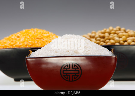 Rice,corn and soybean  Stock Photo
