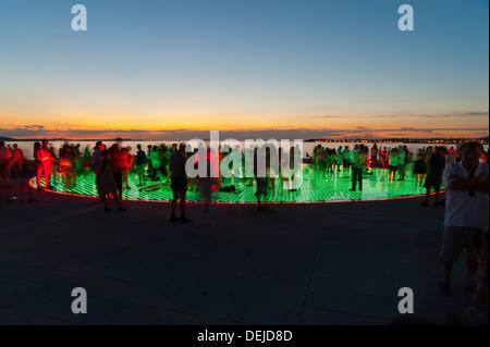 'Pozdrav Zuncu' (Sun Salutation) monument by architect Nikola Basic, Zadar, Zadar county, Dalmatian region, Croatia, Europe. Stock Photo