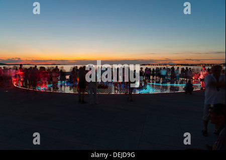 'Pozdrav Zuncu' (Sun Salutation) monument by architect Nikola Basic, Zadar, Zadar county, Dalmatian region, Croatia, Europe. Stock Photo