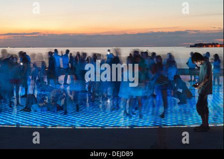 'Pozdrav Zuncu' (Sun Salutation) monument by architect Nikola Basic, Zadar, Zadar county, Dalmatian region, Croatia, Europe. Stock Photo