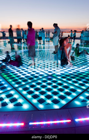 'Pozdrav Zuncu' (Sun Salutation) monument by architect Nikola Basic, Zadar, Zadar county, Dalmatian region, Croatia, Europe. Stock Photo