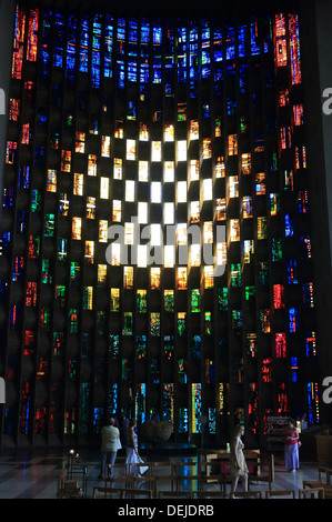 The beautiful stained glass Baptistry window in the new Coventry Cathedral, in Warwickshire, West Midlands, England, UK Stock Photo