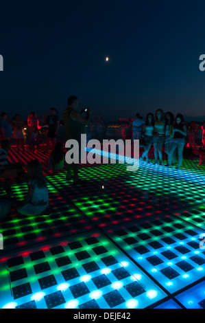 'Pozdrav Zuncu' (Sun Salutation) monument by architect Nikola Basic, Zadar, Zadar county, Dalmatian region, Croatia, Europe. Stock Photo