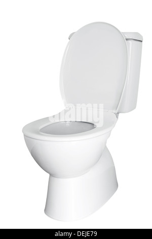 Closeup of toilet isolated on plain background