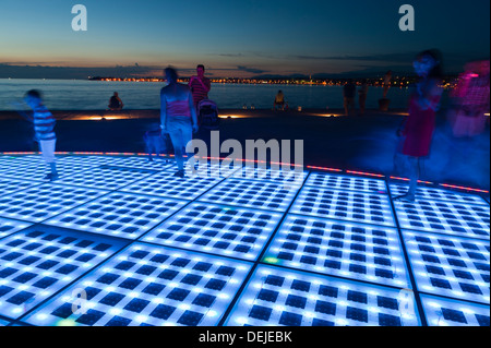 'Pozdrav Zuncu' (Sun Salutation) monument by architect Nikola Basic, Zadar, Zadar county, Dalmatian region, Croatia, Europe. Stock Photo