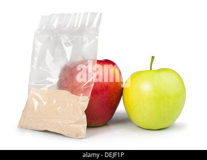 Apple and pectin powder. White isolated studio shot Stock Photo