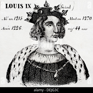 Louis IX (St Louis) 1215-1270, king of France from 1226. 19th century  French coloured woodcut Stock Photo - Alamy