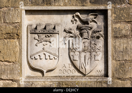 Millenium plaque on a wall in Chipping Campden. Stock Photo