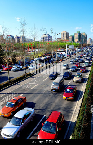 Beijing street view with busy traffic Stock Photo