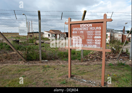 Sign at the former USAF RAF Bentwaters base, Suffolk, England, which closed in 1993 Stock Photo