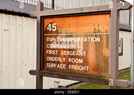 Sign at the former USAF RAF Bentwaters base, Suffolk, England, which closed in 1993 Stock Photo