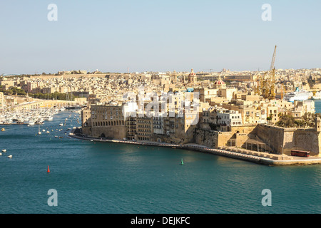 Panorama of Birgu (Vittoriosa) and Senglea, in Malta  Stock Photo