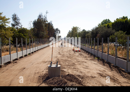 Construction of Phase 2 of the Expo Line along the Exposition Transit Corridor in West Los Angeles. Stock Photo