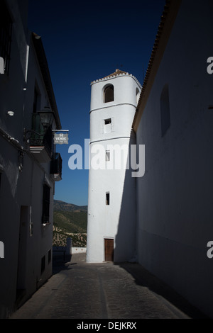 Torre del Reloj (clock tower) in Zahara de la Sierra, Cadiz, Andalusia, Spain, June 13, 2013. Stock Photo