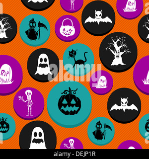 Colorful Halloween elements seamless pattern background. EPS10 Vector file organized in layers for easy editing. Stock Photo