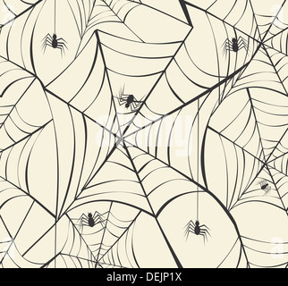 Happy Halloween spider webs seamless pattern background. EPS10 Vector file organized in layers for easy editing. Stock Photo