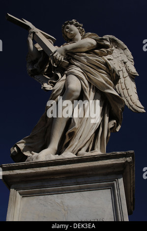 Ercole Ferrata (1610-1686). Italian artist. Angel with a cross. Sant'Angelo Bridge. Rome. Italy. Stock Photo