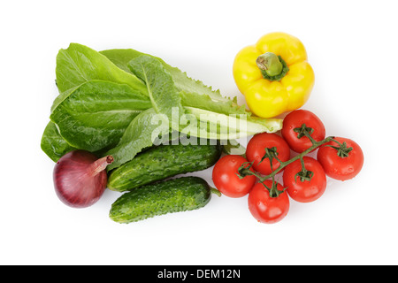 different vegetables for salad, isolated on white Stock Photo